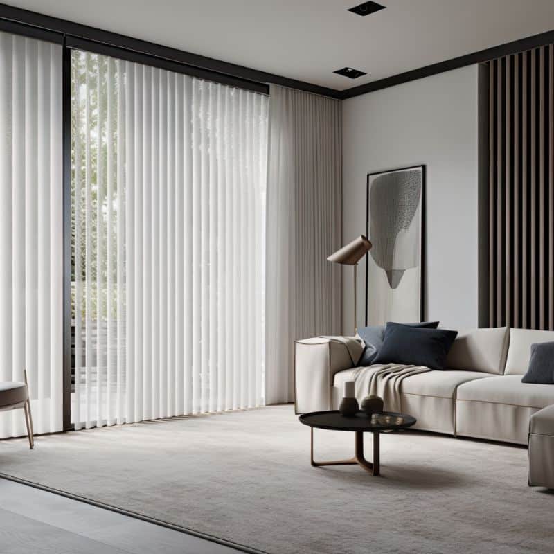 vertical blinds in a living room